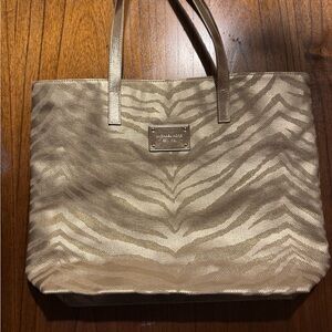 Michael Kors Gold Metallic Zebra-Pattern Tote